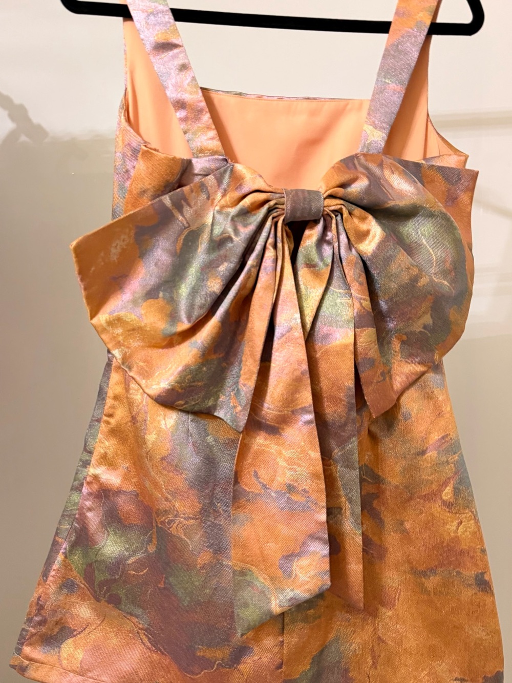Peach Iridescent Bow-Front Dress